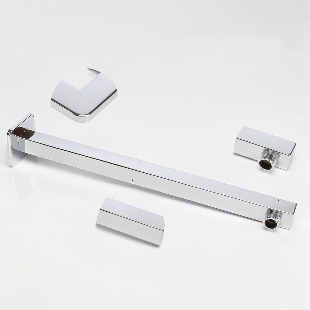 Rainfall Shower Head Ceiling Mount 16 Inch - Braccio doccia quadrato moderno nero opaco