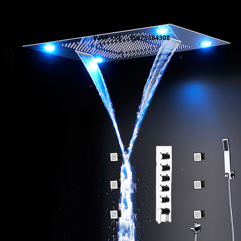 Led Rainfall Shower Head Waterfall - Set Doccia Termostatico Grande con LED,