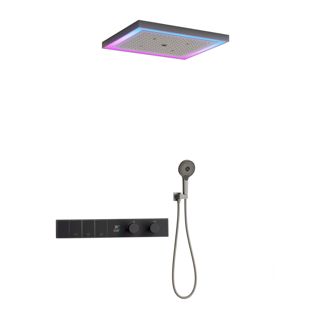 Concealed Thermostatic Shower System Set - Set Doccia Termostatico Smart LED 600x500