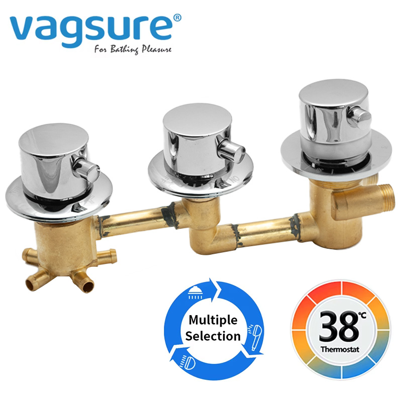 Thermostatic Shower Faucet Valve 3 Way - New Triple Maniglia Termostatico In Ottone