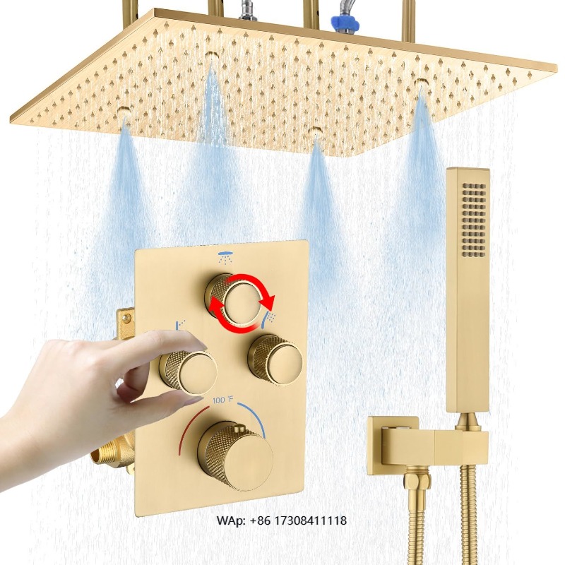 Rainfall Shower Head Ceiling Mount 16 Inch - Sistema doccia in ottone e ottone: