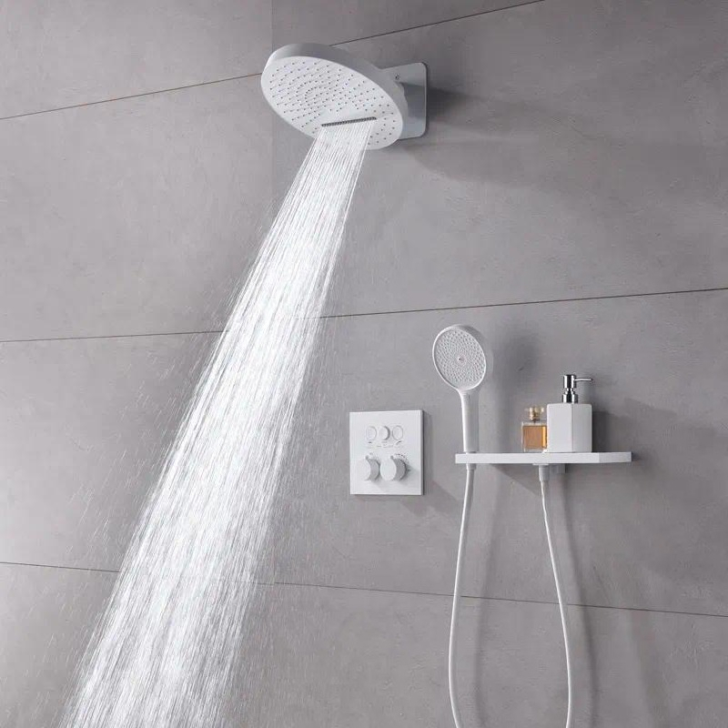 Concealed Thermostatic Shower System Set - Set Doccia Termostatico a Parete Bianco
