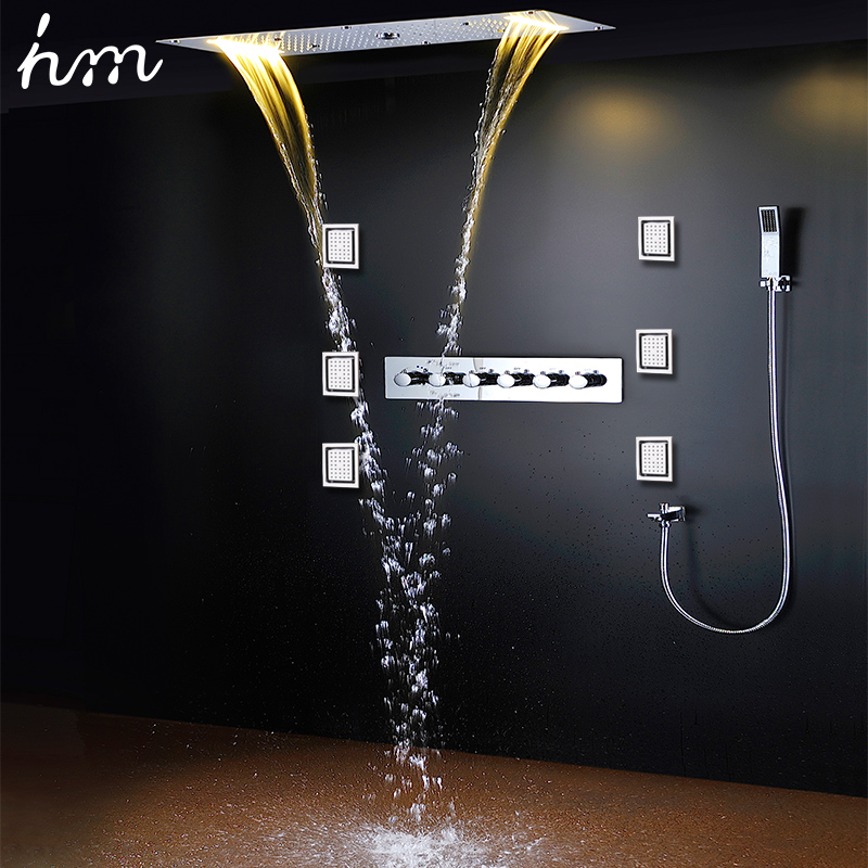 Led Rainfall Shower Head Waterfall - hm Set doccia a soffitto LED
