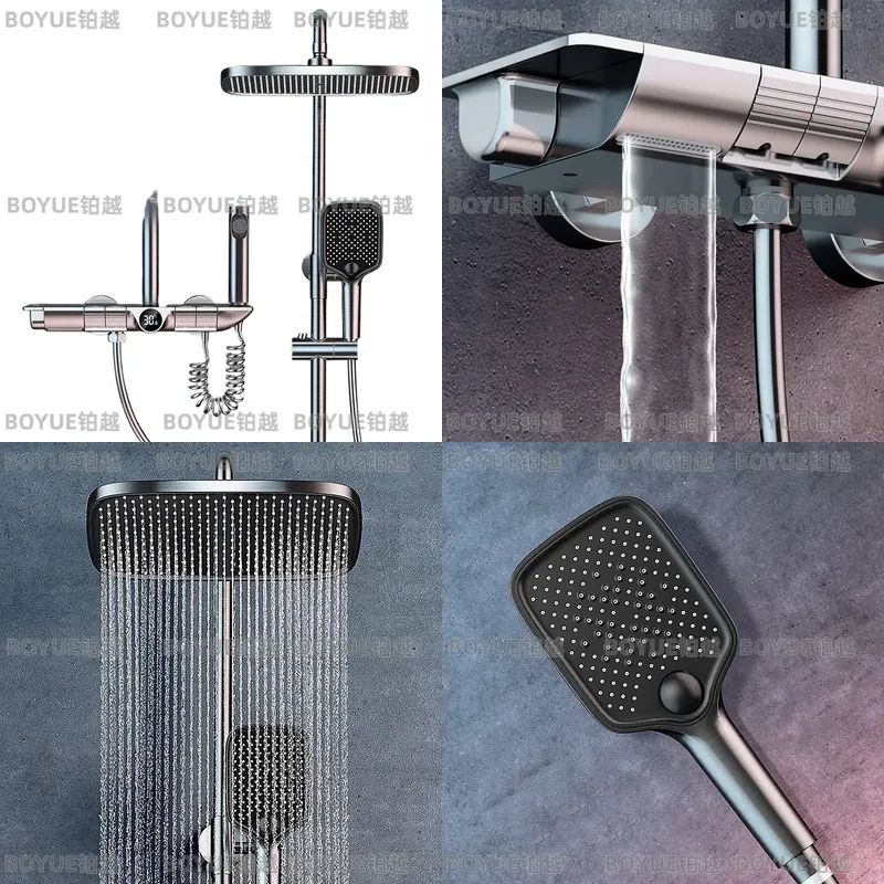 Concealed Thermostatic Shower System Set - Set Doccia Termostatico Grigio con Display