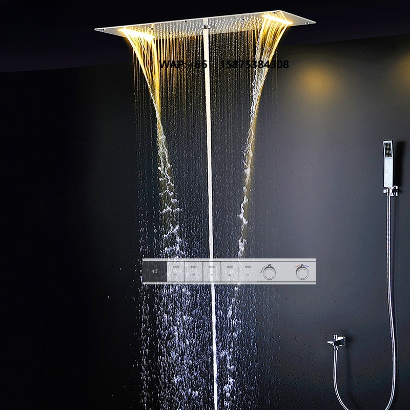 Led Rainfall Shower Head Waterfall - Set Doccia Intelligente LED con Effetto