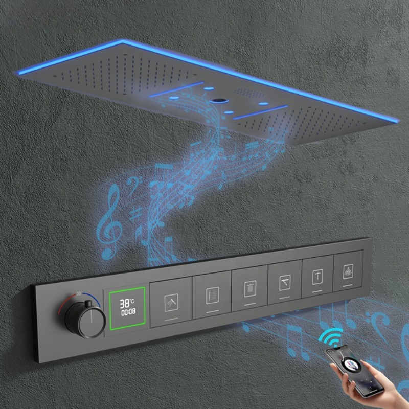 Led Rainfall Shower Head Waterfall - Set Doccia Musicale con LED, Sistema