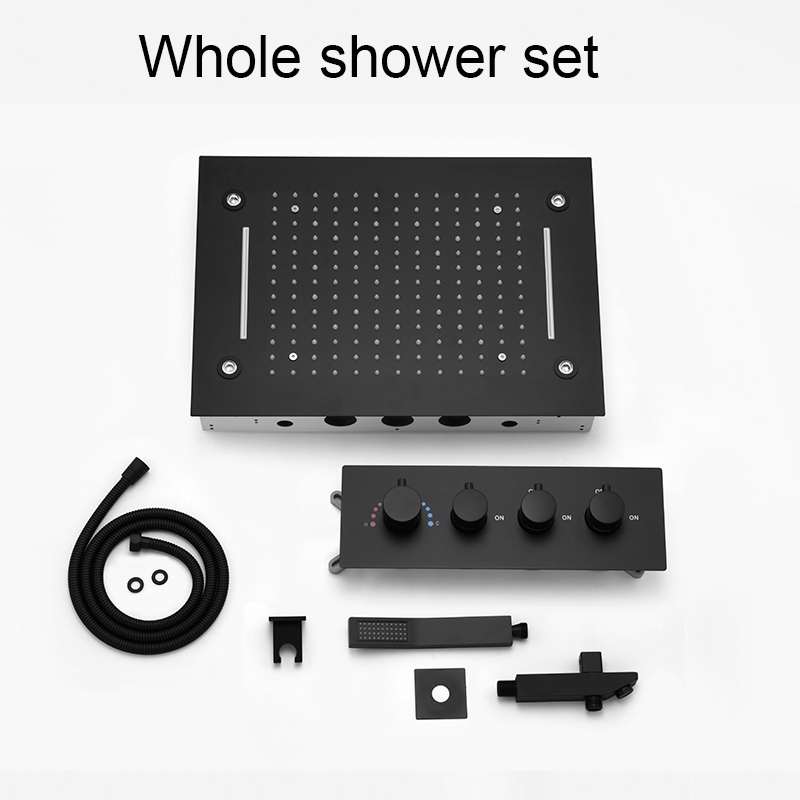 Led Rainfall Shower Head Waterfall - Nero 2 funzioni soffione doccia set
