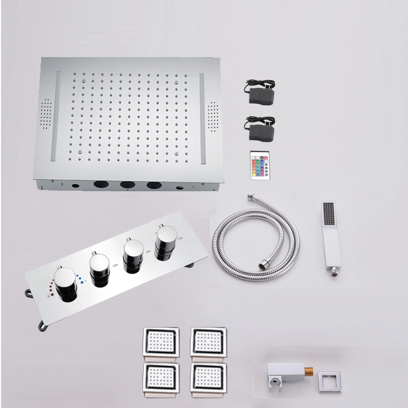 Thermostatic Shower Faucet Valve 3 Way - Set Doccia a Pioggia LED Musicale