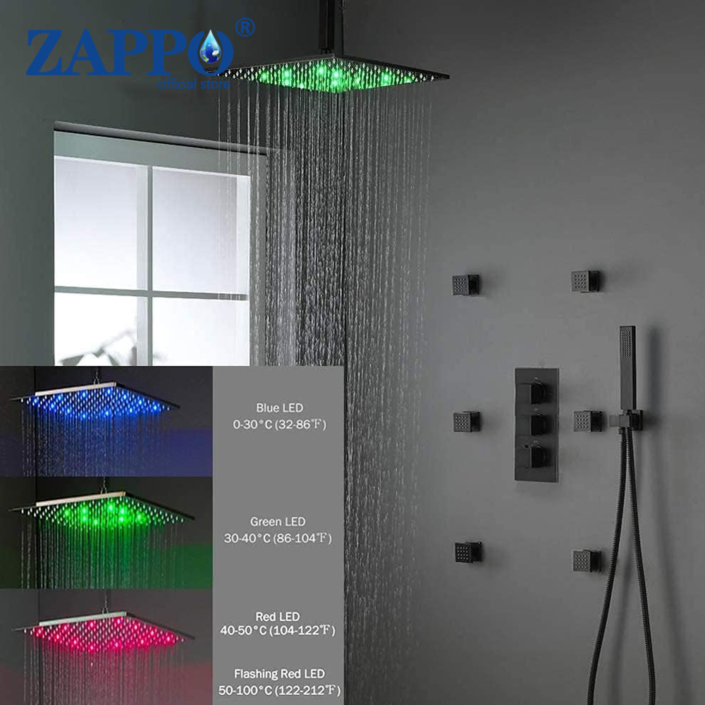Concealed Thermostatic Shower System Set - Sistema Doccia Termostatico ZAPPO Nero Opaco