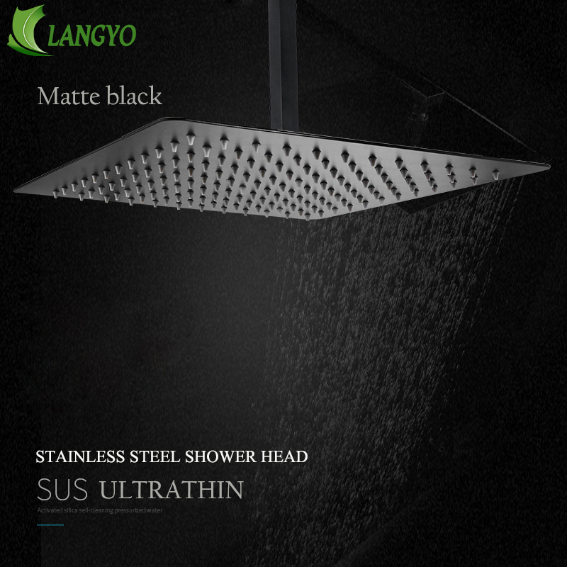 Rainfall Shower Head Ceiling Mount 16 Inch - Becola Soffione doccia a pioggia quadrato