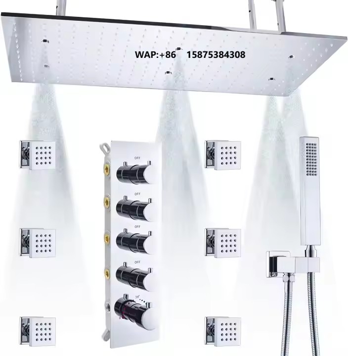 Rainfall Shower Head Ceiling Mount 16 Inch - Sistema Doccia di Lusso per Bagno,