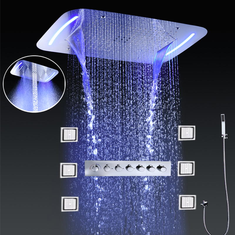 Led Rainfall Shower Head Waterfall - hm Moderno Set Doccia LED da