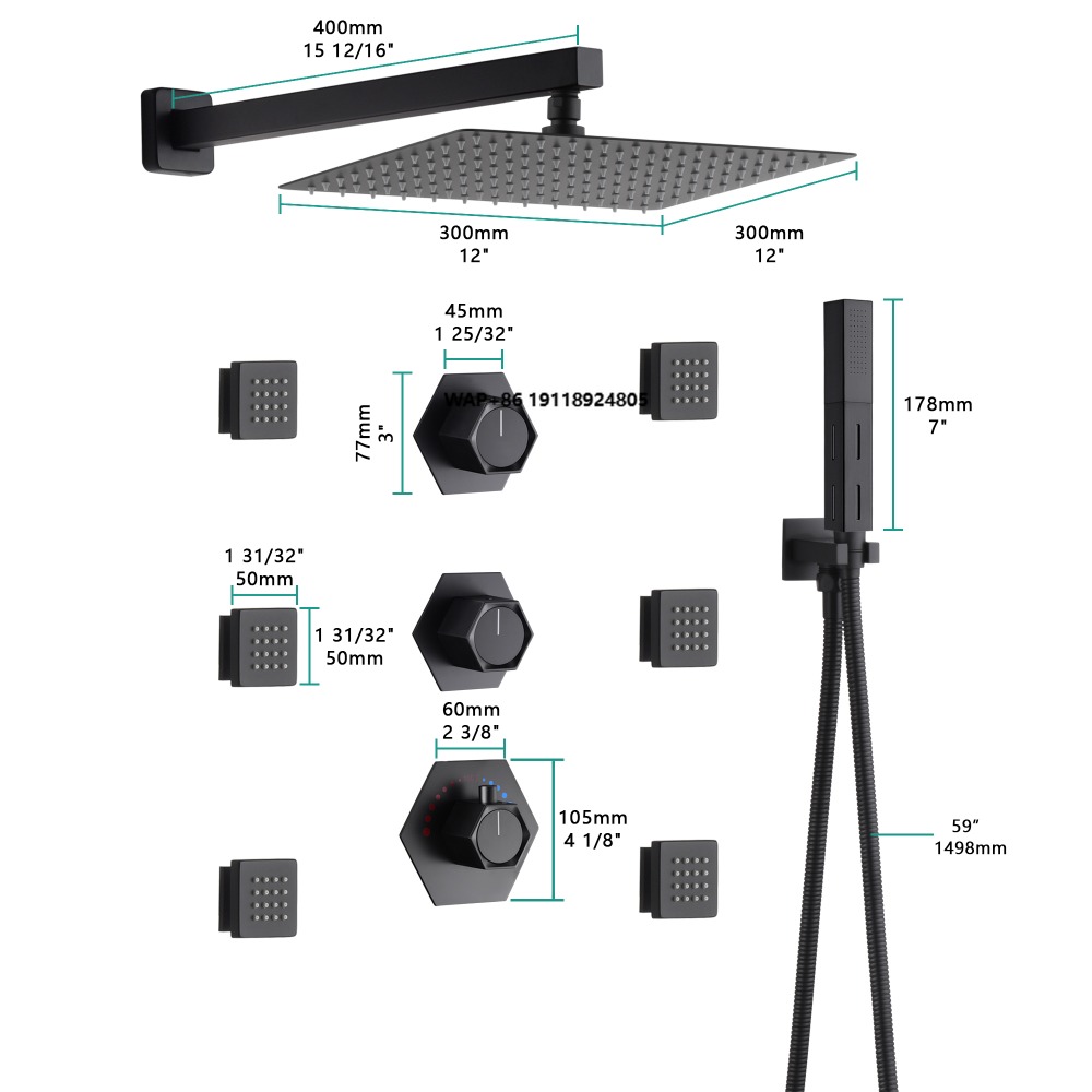 Concealed Thermostatic Shower System Set - Sistema Doccia Termostatico di Lusso a