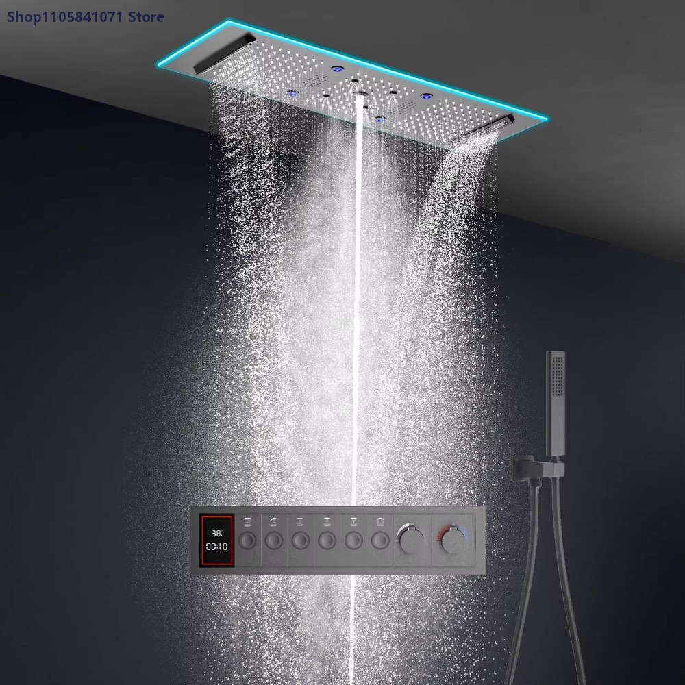Led Rainfall Shower Head Waterfall - Sistema doccia termostatico 900x300mm con musica
