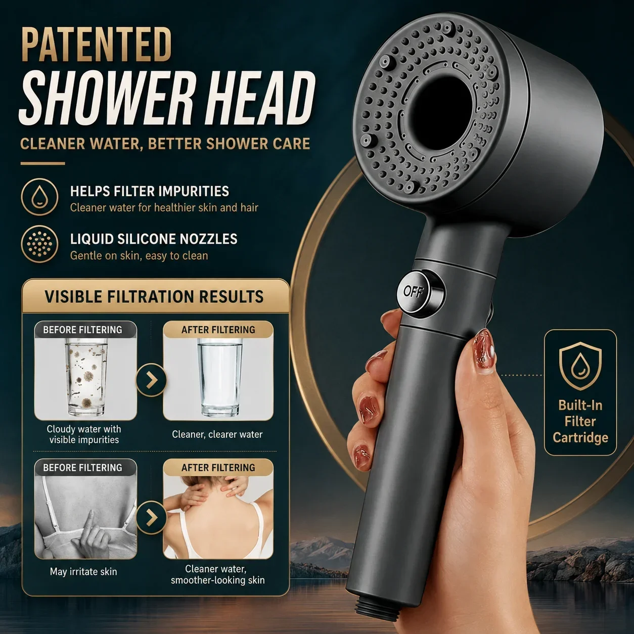 360 ° Soffione doccia portatil - Handheld Shower Head High Pressure Filter recensione e prezzo