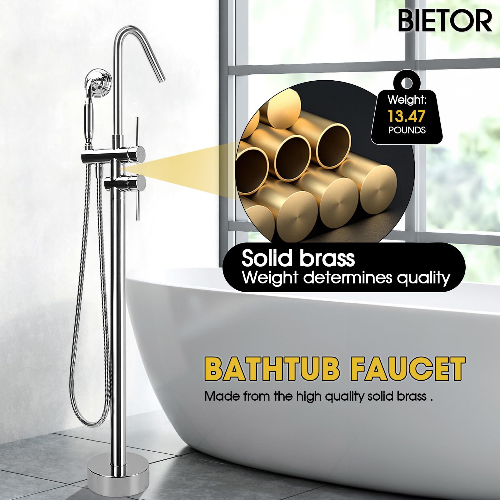 Rubinetto per vasca da bagno i - Freestanding Bathtub Filler Faucet Floor recensione e prezzo