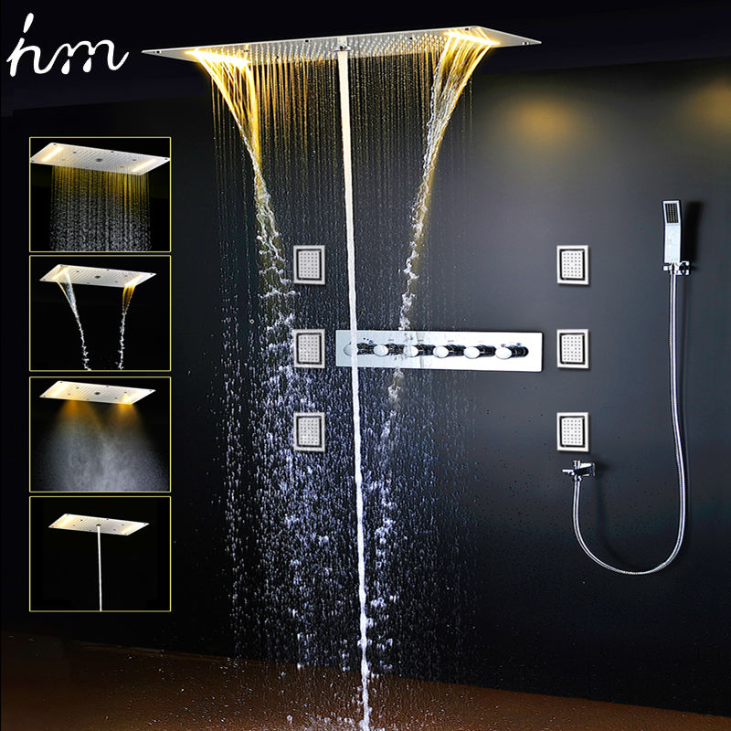 hm Set doccia a soffitto LED d - Led Rainfall Shower Head Waterfall recensione e prezzo