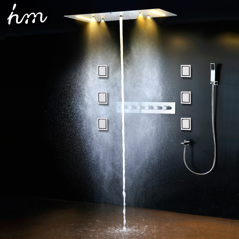hm Set doccia a soffitto LED d - Led Rainfall Shower Head Waterfall recensione e prezzo