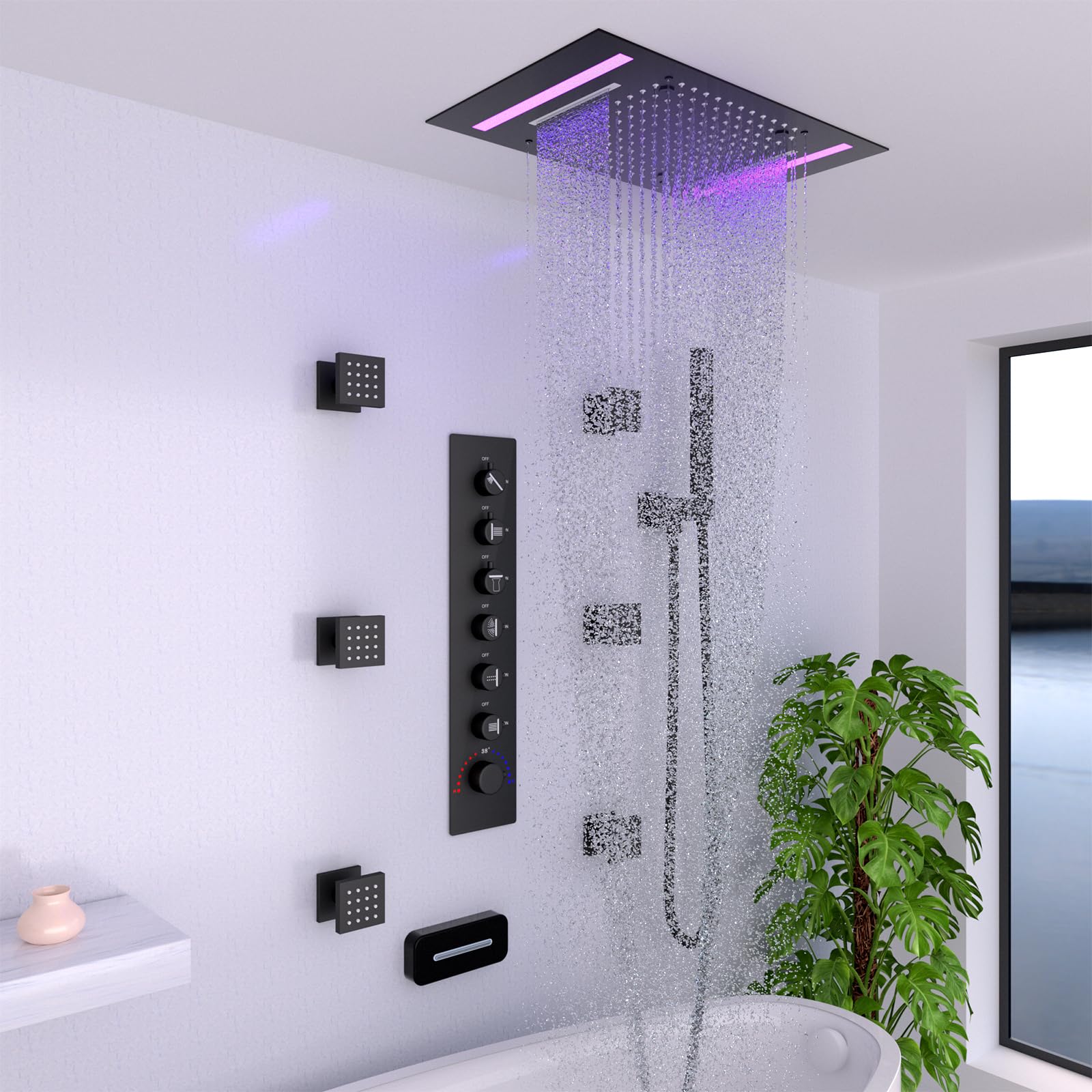 Soffione Doccia Moderno in Acc - Led Rainfall Shower Head Waterfall recensione e prezzo