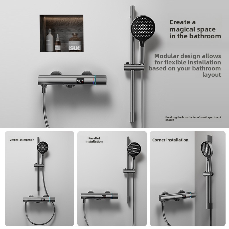 Set Doccia Minimalista Grigio  - Thermostatic Mixing Valve Digital Display recensione e prezzo