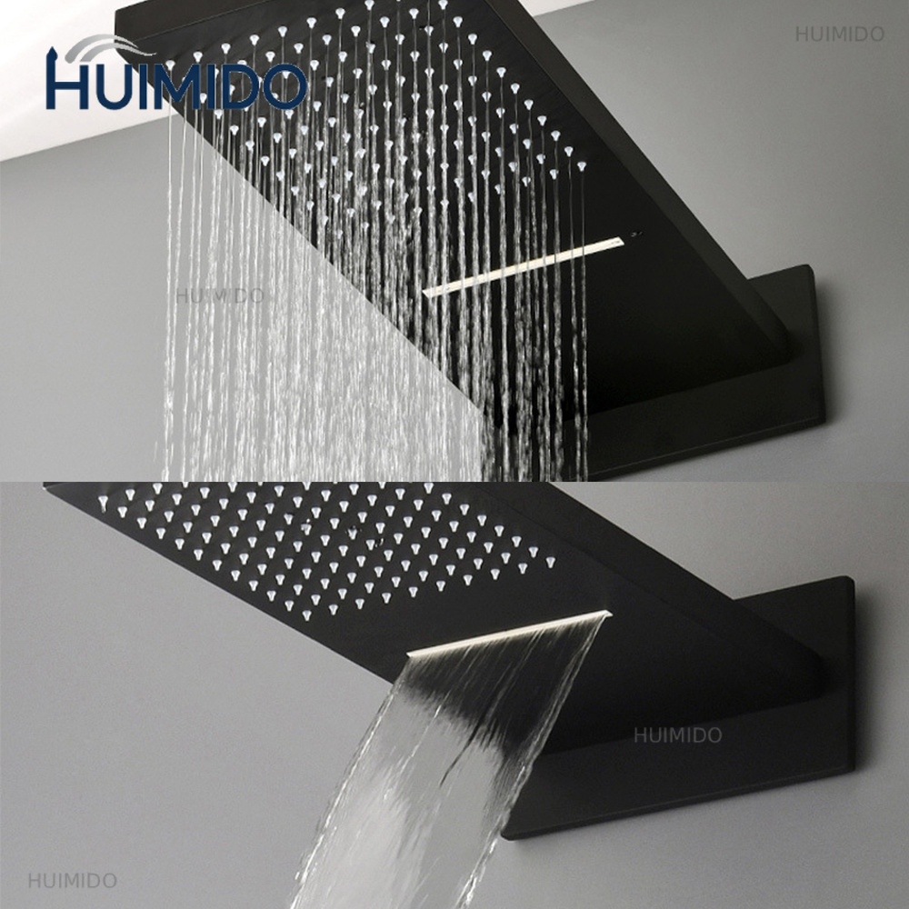 Soffione doccia nero a pioggia - Led Rainfall Shower Head Waterfall recensione e prezzo