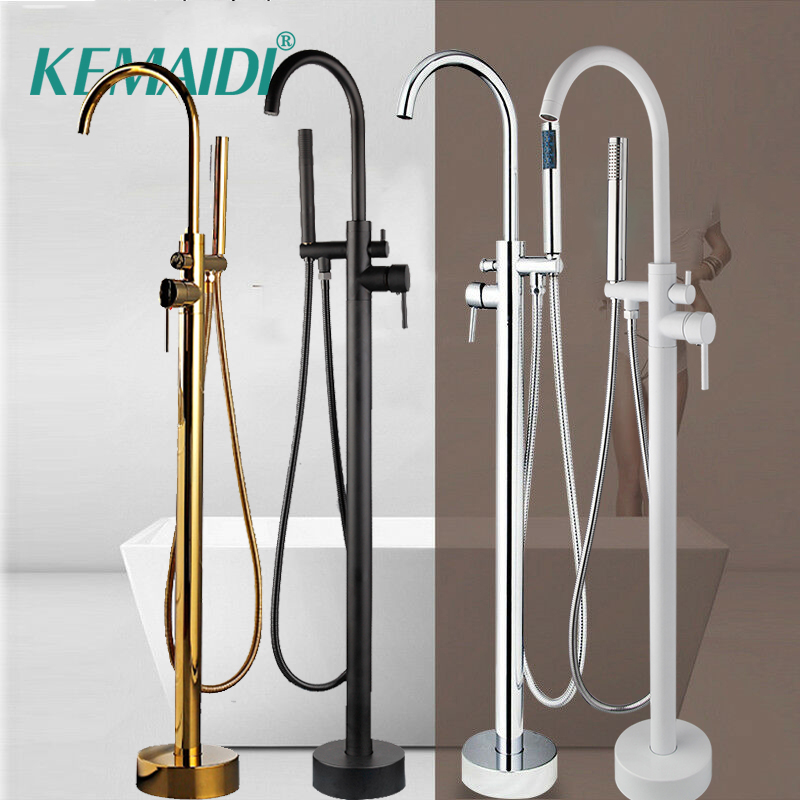 KEMAIDI Golden Plated vasca da - Freestanding Bathtub Filler Faucet Floor recensione e prezzo