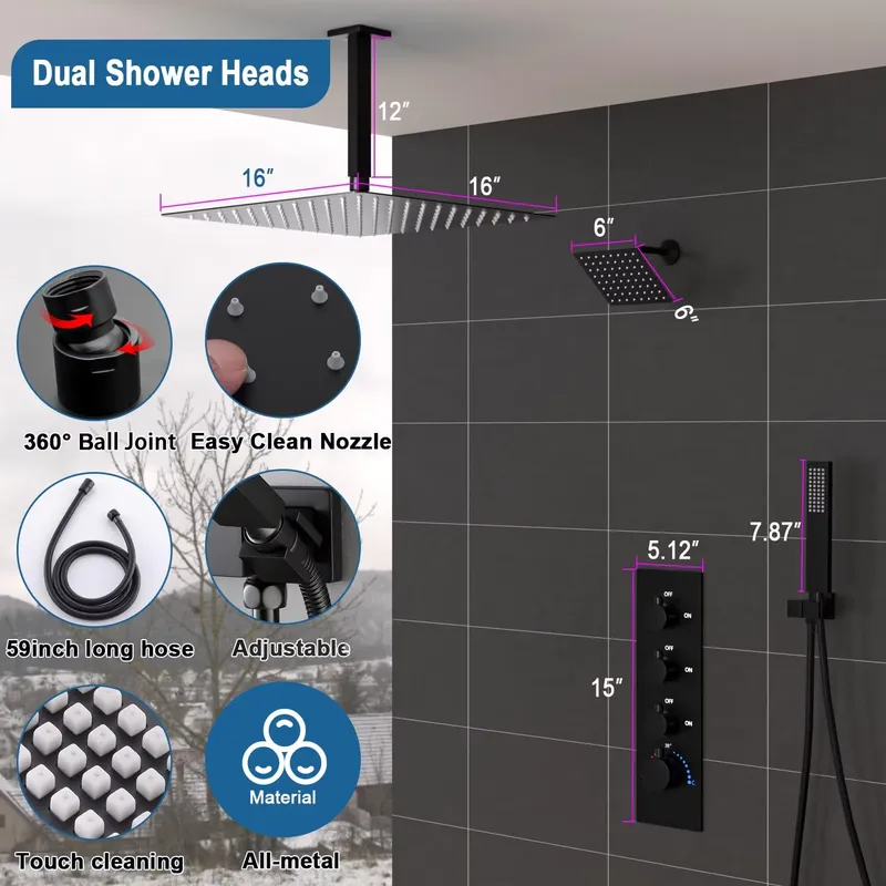 Sistema Doccia a Soffitto Nasc - Rainfall Shower Head Ceiling Mount 16 Inch recensione e prezzo