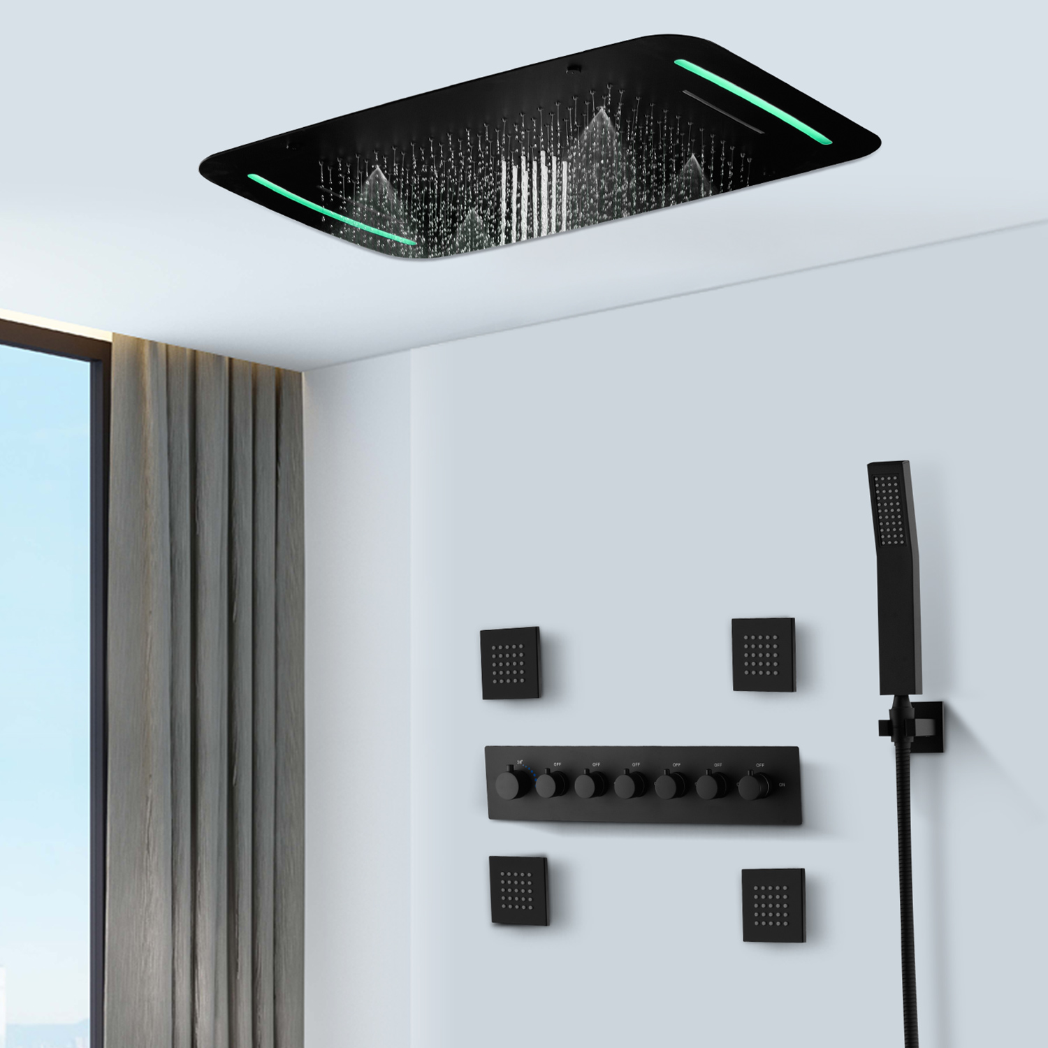 Set Doccia Moderno a 6 Funzion - Led Rainfall Shower Head Waterfall recensione e prezzo