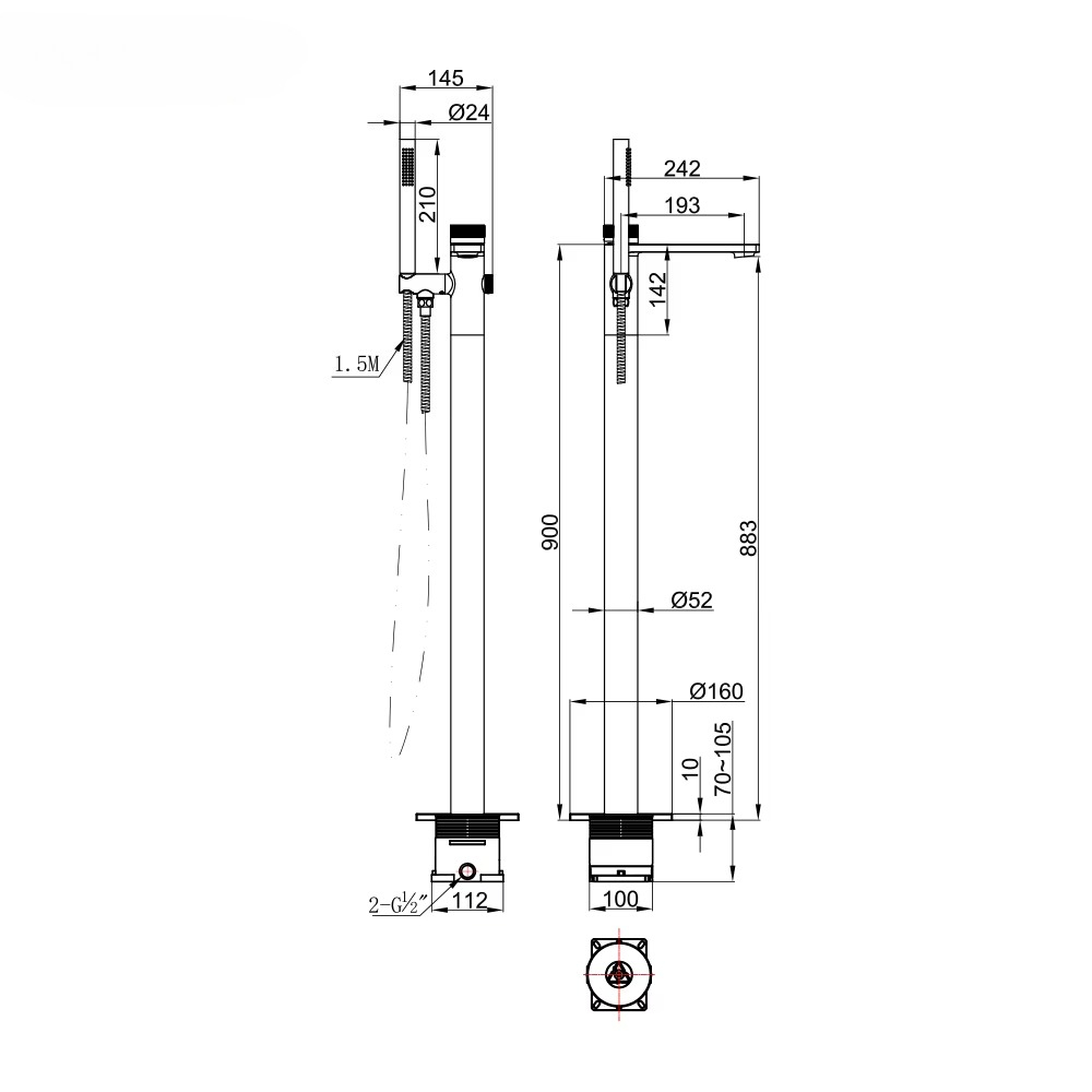 Rubinetto per vasca da bagno m - Freestanding Bathtub Filler Faucet Floor recensione e prezzo