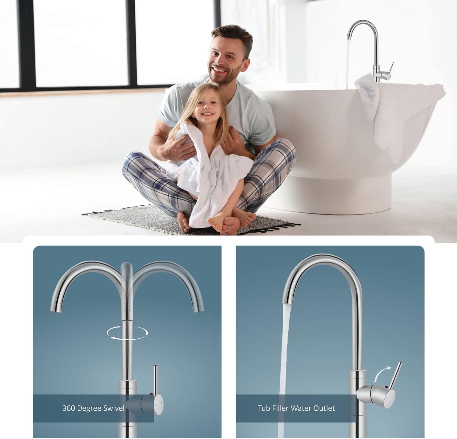 ZAPPO Rubinetto per vasca da b - Freestanding Bathtub Filler Faucet Floor recensione e prezzo